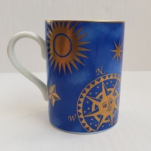 Sun Moon Stars Blue Gold Celestial Theme Mug